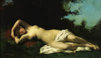 A Nymph In A Wooded Landscape by Jean-Jacques Henner — digital art print download