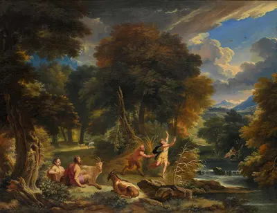 Pan And Syrinx In A River Landscape by Питер Мулиер Старший, 1700 — digital art print download