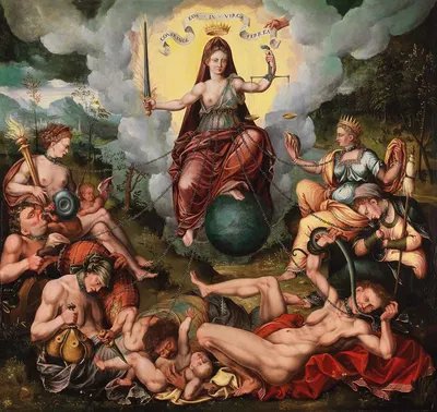 Justitia Vanquishes The Seven Capital Sins by Антон Клаейссенс — digital art print download