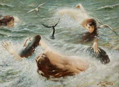 Spielende Nymphen by Бенеш Кнюпфер — digital art print download