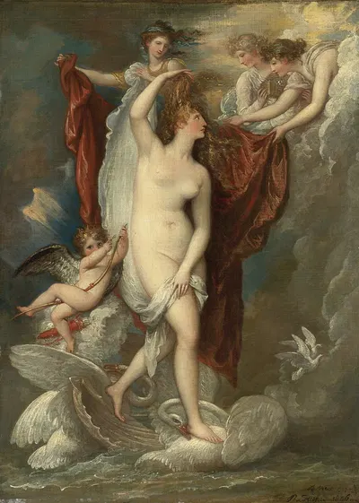 Venus At Her Birth Attired By The Three Graces by Benjamin West — digital art print download