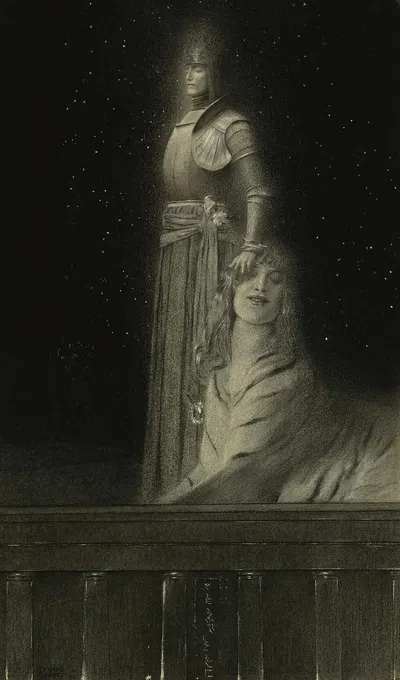 Avec Verhaeren. Un Ange by Fernand Khnopff, 1918 — digital art print download