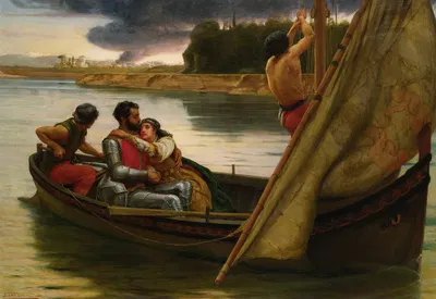 The Voyage Of King Arthur And Morgan Le Fay To The Isle Of Avalon by Фрэнк Уильям Уорик Топхэм, 1888 — digital art print…