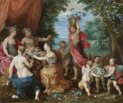 A Bacchanal With Ceres, Bacchus And Venus by Ян Брейгель младший — digital art print download