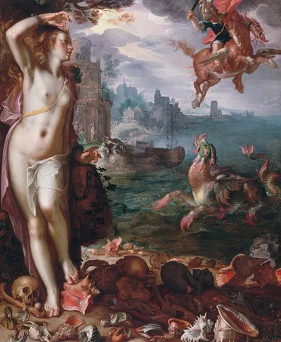 Perseus Releases Andromeda by Иоахим Втеваль, 1611 — digital art print download