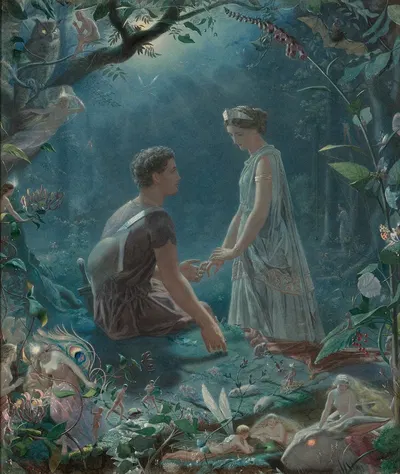 Hermia And Lysander, A Midsummer Night's Dream by Джон Симмонс, 1870 — digital art print download