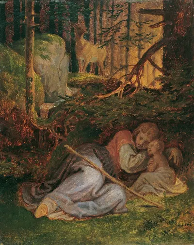 Genoveva's Rest In The Forest by Иосиф фон Фюрих, 1869 — digital art print download