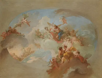A Bozetto With Flora And Zephyr, Mars And Venus And The Signs Of The Zodiac by Итальянская школа — digital art print download