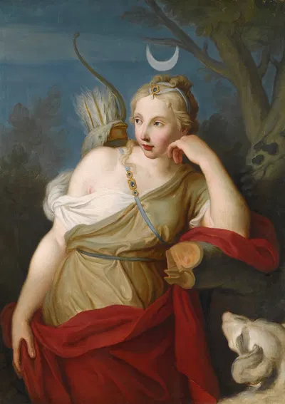 Diana, Goddess Of The Hunt, Leaning Against A Tree by Pietro Rotari — digital art print download