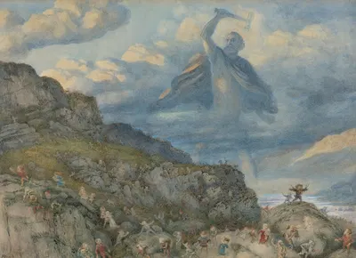 The God Thor Drives The Dwarfs Out Of Scandinavia By Throwing His Hammer At Them by Ричард Дойл, 1878 — digital art print…