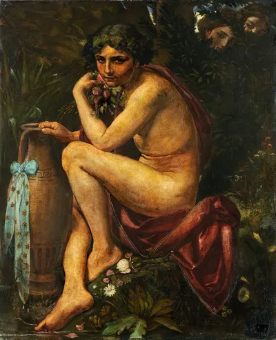 Narciss Eavesdropped on by Nymphs by Achilles Forcart, 1867 — digital art print download
