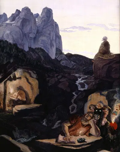 The Three Hermits by Albert Welti, 1907–1908 — digital art print download