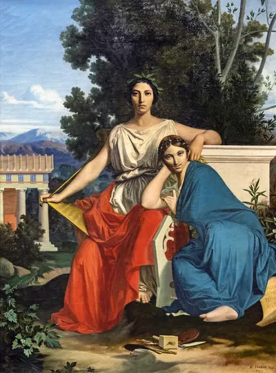 Poetry Of Glory And Poetry Of Love; The Two Muses by Арман Камбон, 1844 — digital art print download