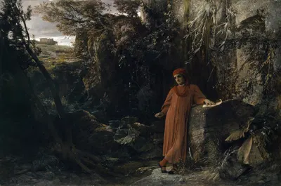 Petrarch at the Spring of Vaucluse by Arnold Böcklin, 1867 — digital art print download