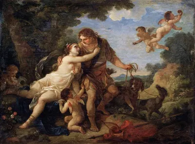 Venus And adonis by Шарль-Жозеф Натоир — digital art print download
