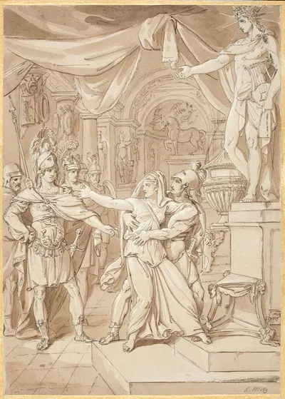 Ancient Roman scene set in a Temple to Apollo by Conrad Martin Metz, 1819 — digital art print download