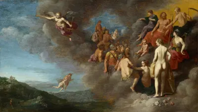 Psyche Is Carried to the Olympus by Mercury by Корнелис Ван Поеленбурх — digital art print download