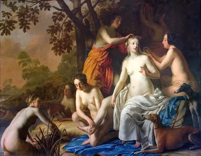 Diana with her Nymphs by Жерар ван Хонтхорст, 1650 — digital art print download