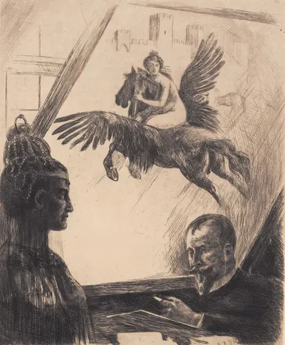 Allegorisk selvportræt by Ханс Николай Хансен, 1898 — digital art print download