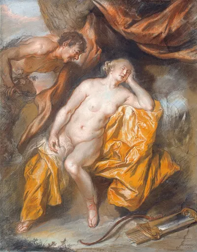 Jupiter og Antiope by Генрих Диттмерс, 1625 – 1677 — digital art print download