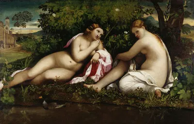 Two Nymphs at Rest by Якопо Пальма Ил Веккьо, 1520 – 1530 — digital art print download