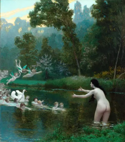 Leda And The Swan by Жан-Леон Жерома, 1895 — digital art print download