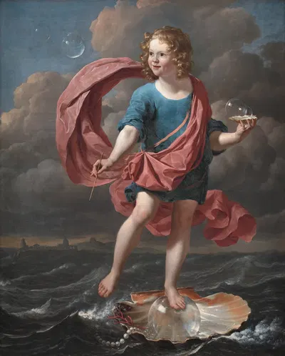 Boy Blowing Soap Bubbles. Allegory on the Transitoriness and the Brevity of Life by Карел Дуйардин, 1663 — digital art…
