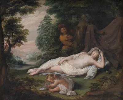 Sleeping Nymph Watched by a Man by Laurentius de Neter, 1649 — digital art print download