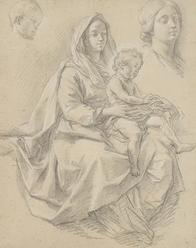 Seated Woman with a Child on her Lap (Study for a Mystic Marriage of St. Catherine of Alexandria) by Этьен Парросель —…