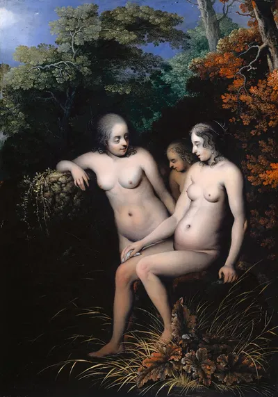 Nymphs at the Edge of a Forest by Ottmar Elliger, 1664 — digital art print download