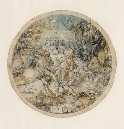 Priapus and Lotis by Peter Flötner, 1540 — digital art print download