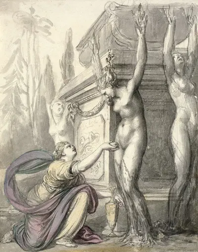 The Heliads at the grave of Phaeton (Ovid, Metamorphoses, II, 340-366) by Ричард Косвэй, 1770 – 1780 — digital art print…