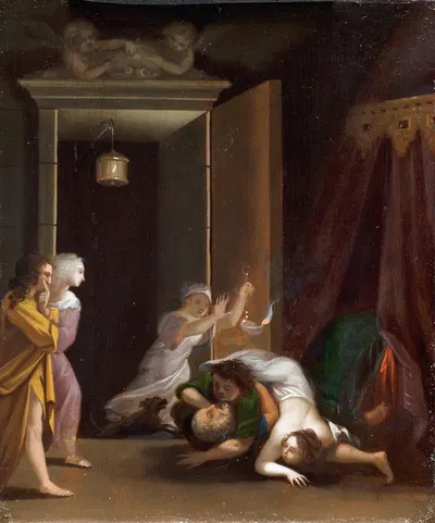 Paris and Helena Surprised by Menelaus by Toussaint Gelton, 1645 – 1680 — digital art print download
