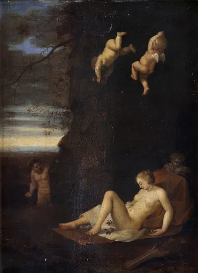 Satyr Spying on Sleeping Nymph, Antiope by Toussaint Gelton, 1645 – 1680 — digital art print download