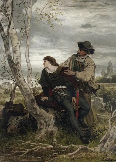 Hamlet and Horatio in the Churchyard by Виктор Мюллер, 1868 — digital art print download