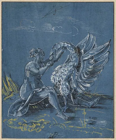 Leda and the swan by Virgil Solis — digital art print download