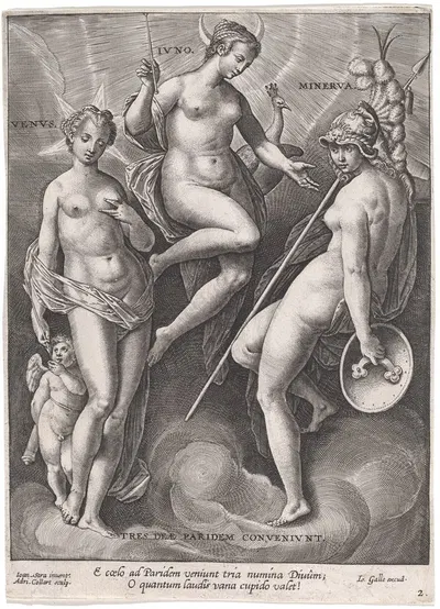 Venus, Juno and Minerva by Adriaen Collaert, 1587 — digital art print download