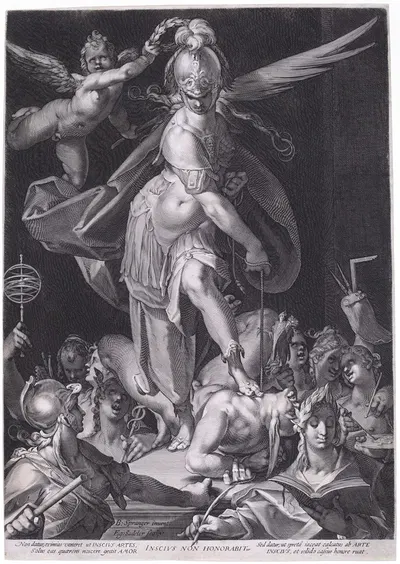 Wisdom Conquering Ignorance by Aegidius Sadeler II, c.1597 — digital art print download