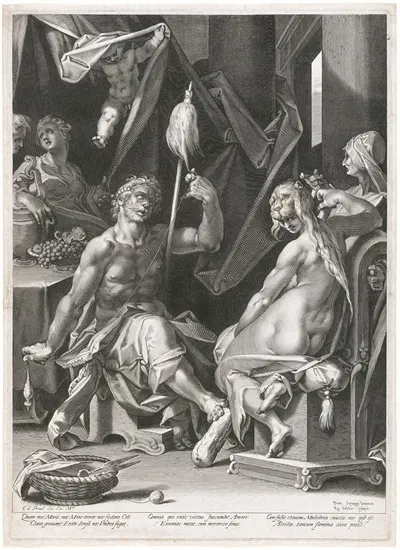Hercules and Omphale by Aegidius Sadeler II, c. 1600 — digital art print download