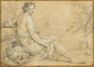Diana, as a young shepherdess by Шарль-Жозеф Натоир — digital art print download