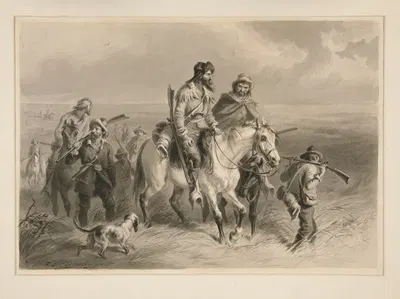 Border Ruffians Invading Kansas by Феликс Октавиус Карр Дарли — digital art print download