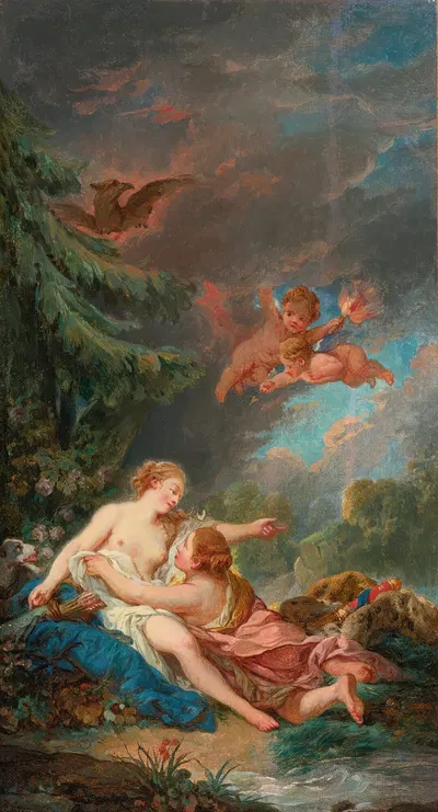 Jupiter And Callisto by Последователь Франсуа Буше — digital art print download