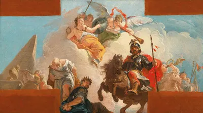 The triumph of a condottiere; a bozzetto for a ceiling decoration by Франческо Фонтебассо — digital art print download