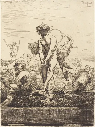Grape Harvest by Франсуа-Николя Шиффлар, 1865 — digital art print download