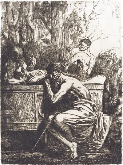 Meditation by Франсуа-Николя Шиффлар, 1865 — digital art print download