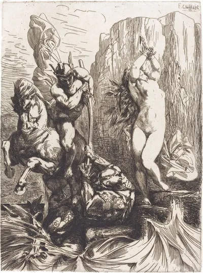 Perseus and Andromeda by Франсуа-Николя Шиффлар, 1865 — digital art print download