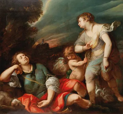 Armida and the sleeping Rinaldo by Джузеппе Нуволоне — digital art print download