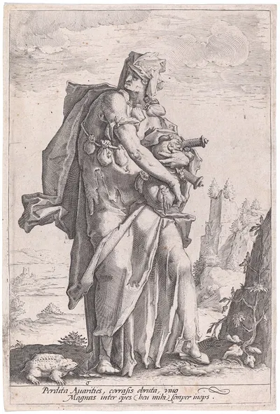 Avarice by Jacob Matham, c. 1587 — digital art print download