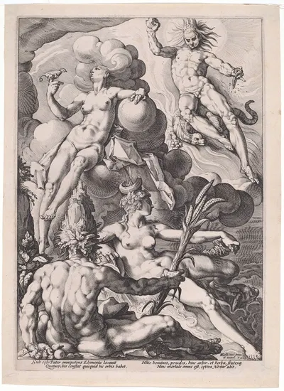 The Four Elements by Jacob Matham, 1588 — digital art print download