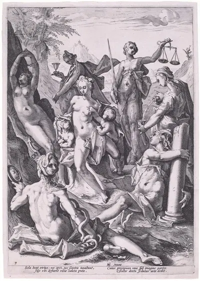 The Seven Virtues by Jacob Matham, 1588 — digital art print download